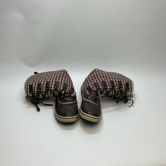 Sorel Winter Boots Wom Sz 8 US Red Plaid Lace Up Waterproof Sherpa Fleece Lined - Picture 5 of 12